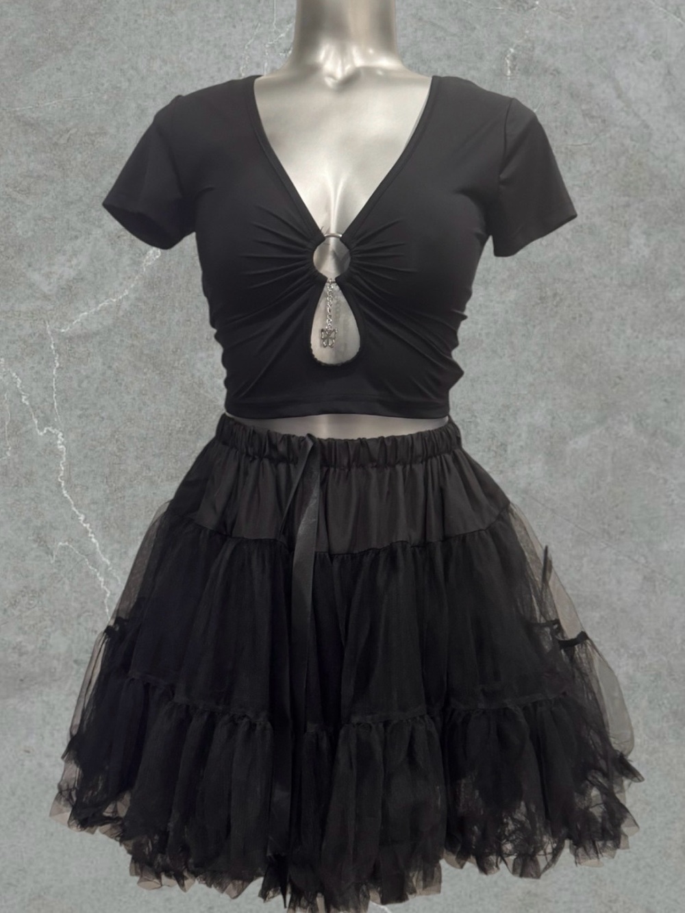 Halloween Black Tiered Tulle Petticoat Skirt
